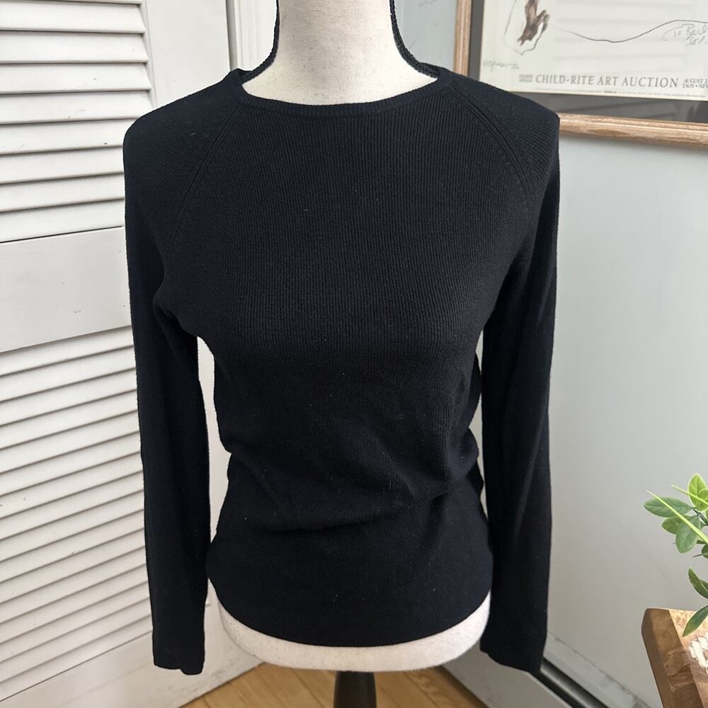 Lynn Adler Sweater Womens Small Black Ribbed Knit Pullover Euro Minimalist